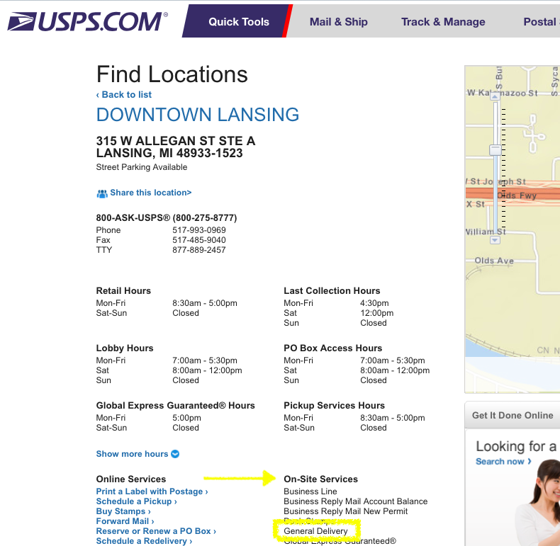 usps lansing general delivery
