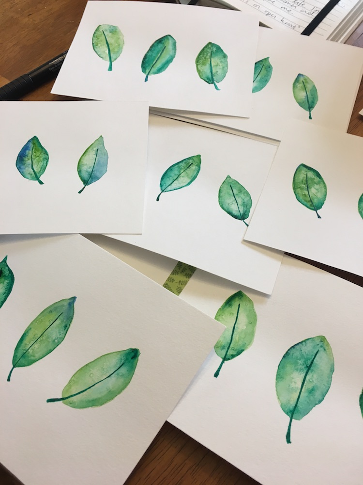 Watercolor Leaves Postcards