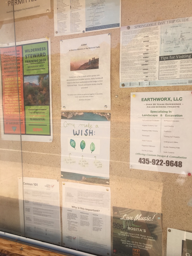 wishes flyer on bulletin board